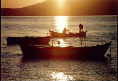 fishermen in the sunrise