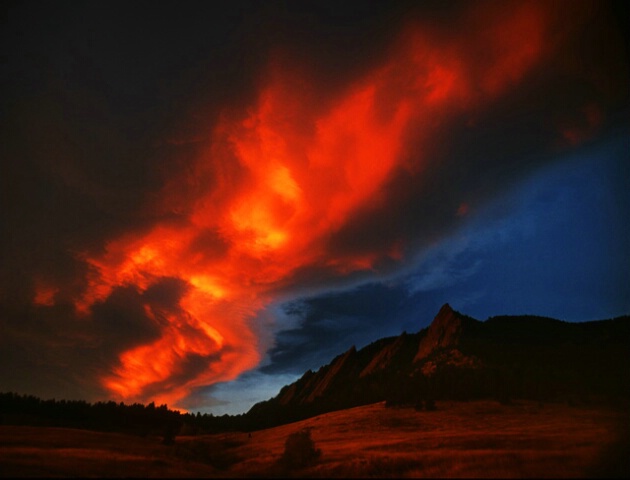 Fire Above Boulder