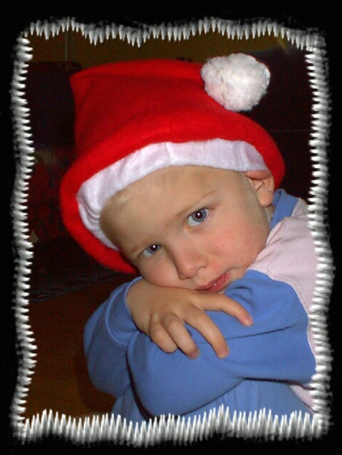My son Jonas (3), dressed for Christmas