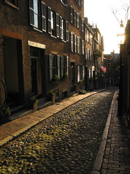 Sunset on Acorn Street, Boston