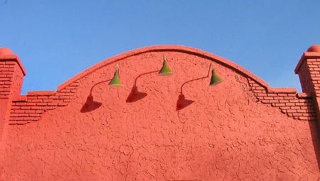 Red Wall-3 Green Lampshades