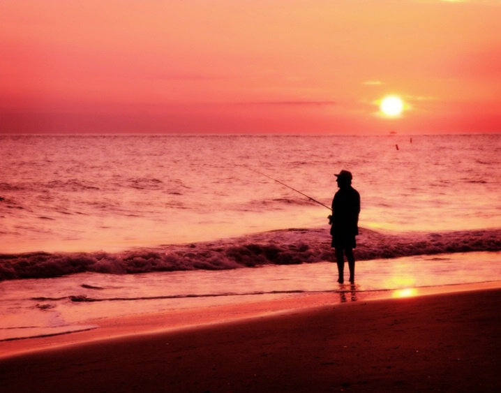 Silhouette-Fisherman at Sunset