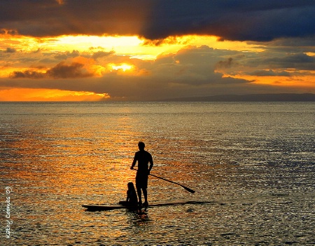 Reflecting on a Golden Sunset on Maui.