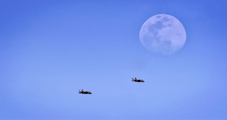 F35 Fly By and Full Moon