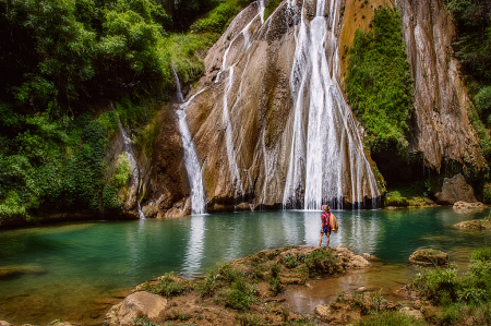 A waterfall