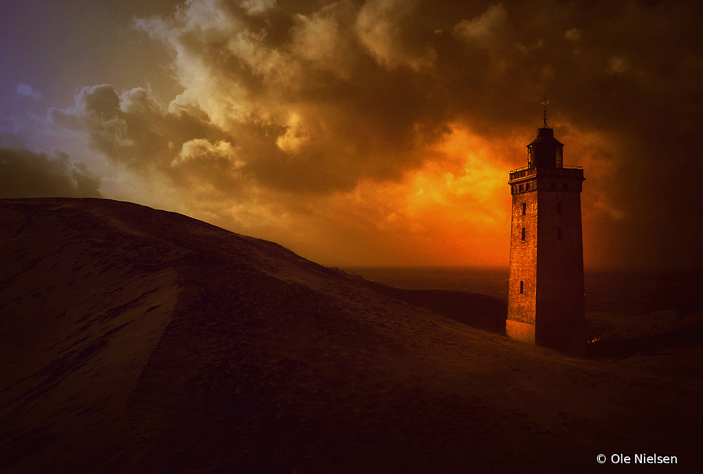 The lighthouse in sunset