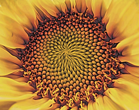 Sunflower - moku hanga style