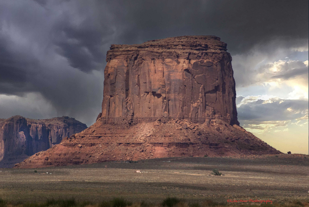 Mesa in Monument Valley weathering the storm