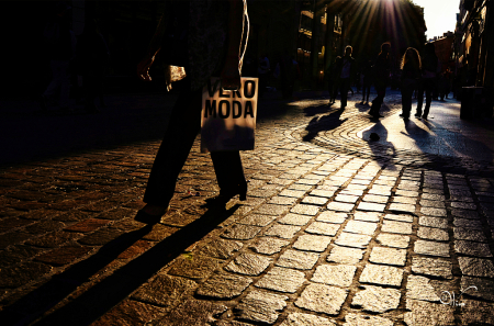 Long shadows on the street