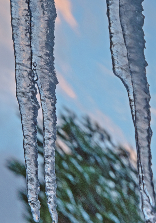 Icicles on Flowing Background.