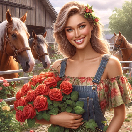 Horses and roses 