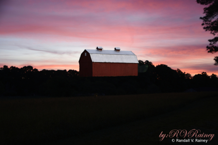 A Barn with a sunset ...