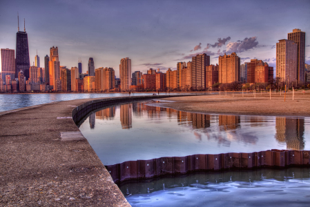 Chicago Sunrise Reflection