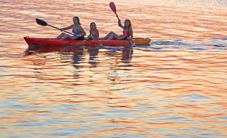 Rowing at sunset.