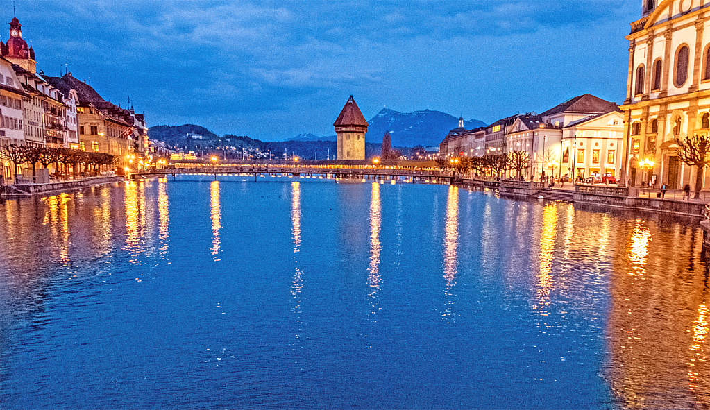 Lucerne of Switzerland at dusk.