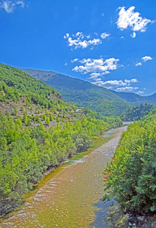 Acheloos river in summer. Greece.