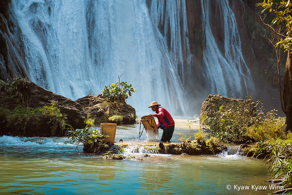 Man and Waterfall