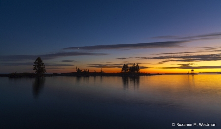 Silhouette of trees in the sunset Lake Superi