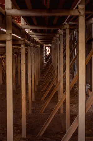 Under the bleachers