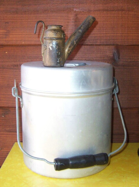 Mining Lunch Bucket w/Oil Lamp