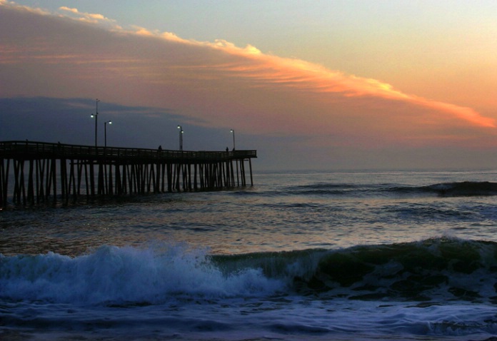 Old pier before sunrise