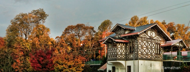 Suburban Train Station in Fall