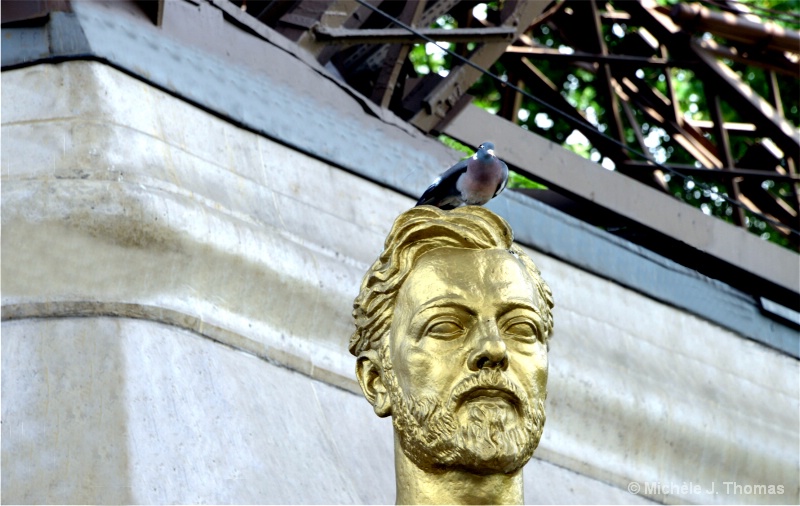 Pigeon atop Gustave Eiffel's Head, Paris !