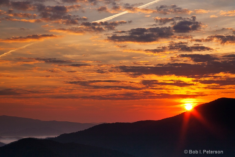 sun bathes the Blue Ridge