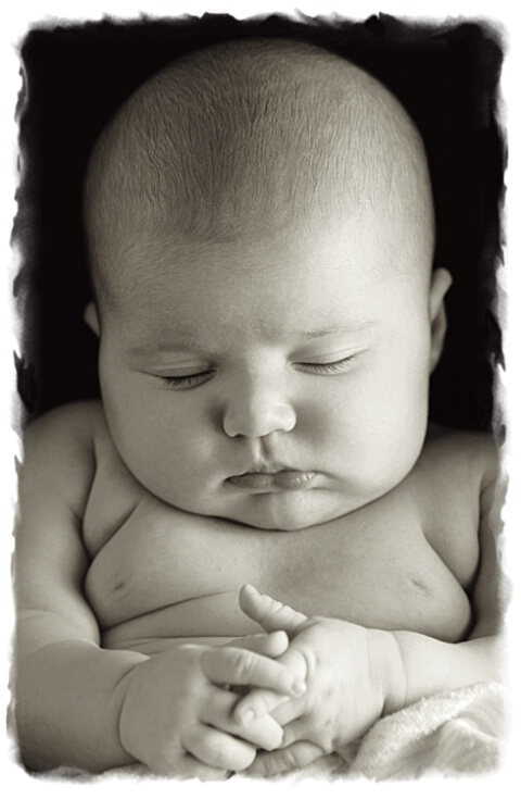 Sleeping Baby B&W