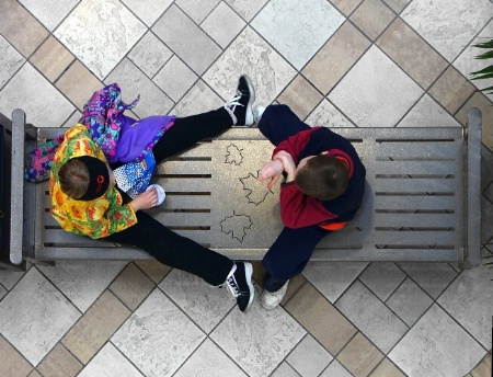 Children at shopping center