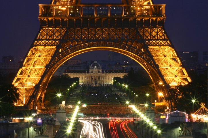 Eiffel tower at night.