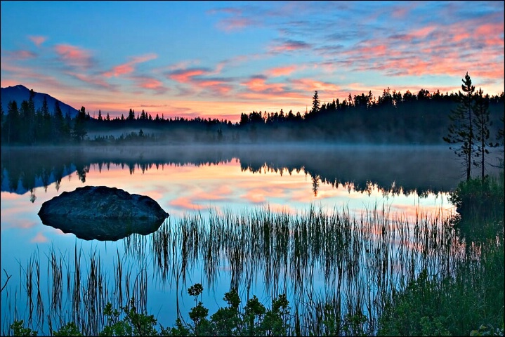 A Misty String Lake