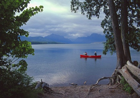 Canoe on Lake McDonald