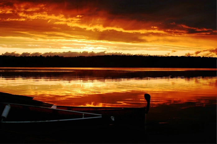 Canoes at Sunset