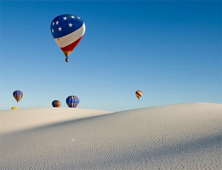 Hot air balloons over the White Sands