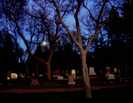 cemetery at dusk