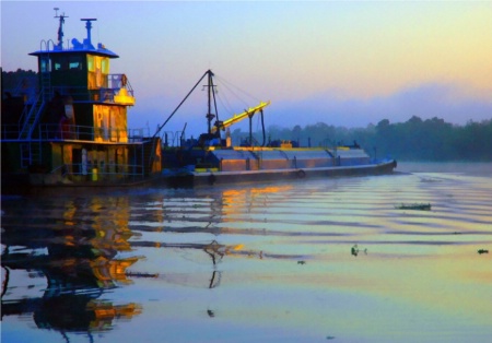 Barge on the river