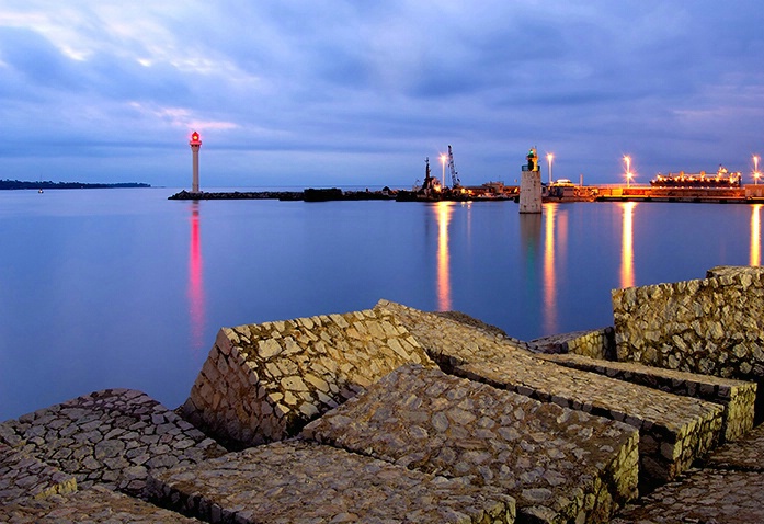 The entrance of the port in Cannes, France