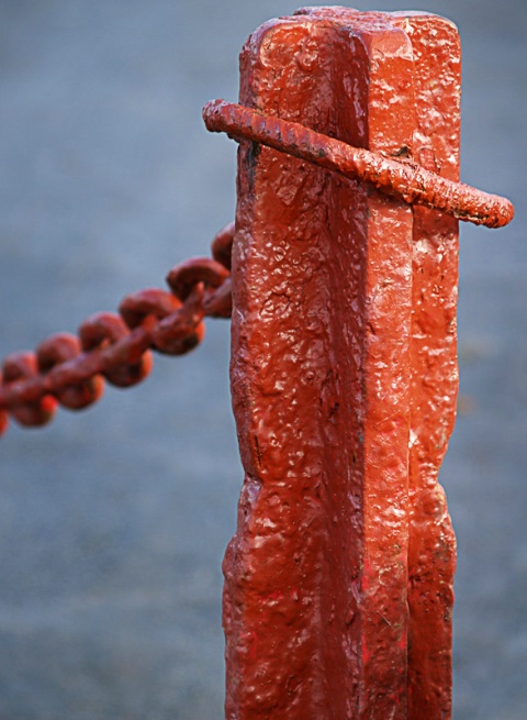 Old post and chain