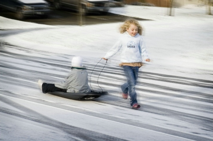 Girls Sledding - After