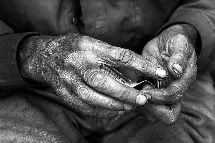 Homeless Man's Weathered Hands