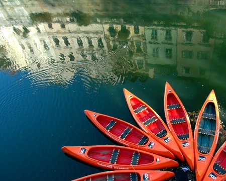 Kayaks and Reflection - Ljubljana, Slovenia