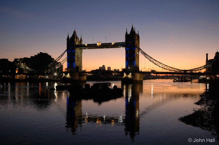 Tower Bridge just before sunrise