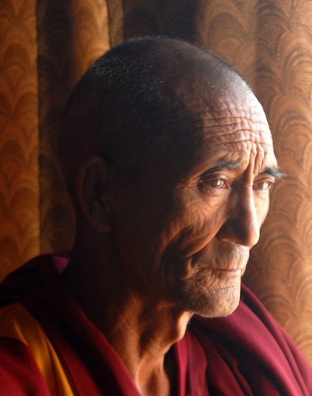 Tibetian Monk inside monastary