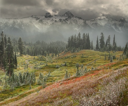 Fall Turns To Winter On Mount Rainer