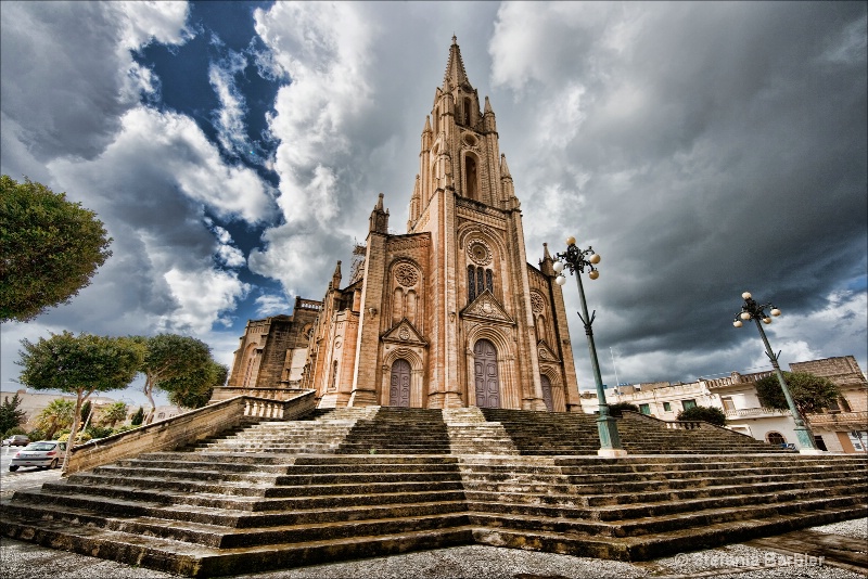 a church on a stormy day