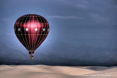 Balloon over White Sands - HDR