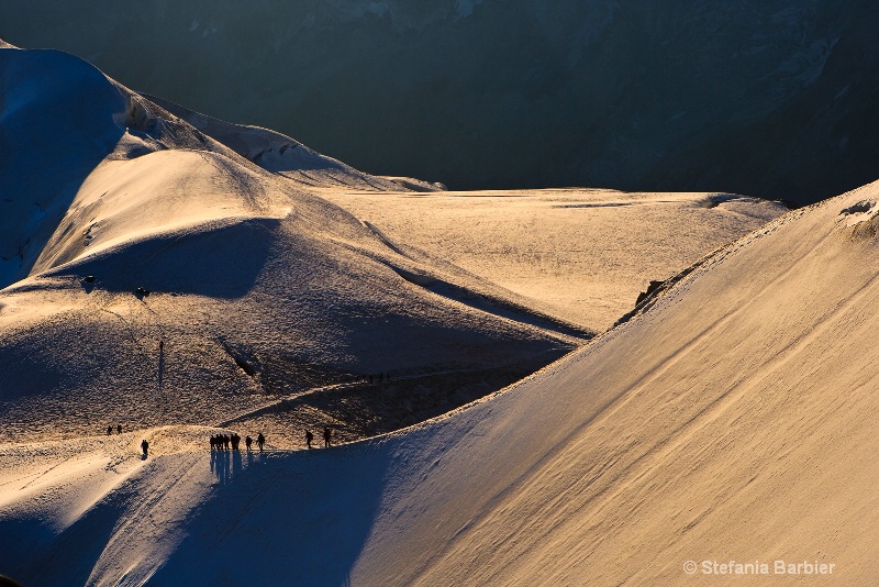 Hiking Mont Blanc at sunsrise