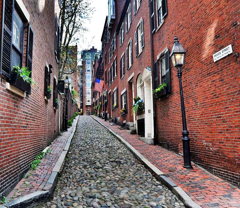 Acorn street in Beacon Hill. Boston,MA