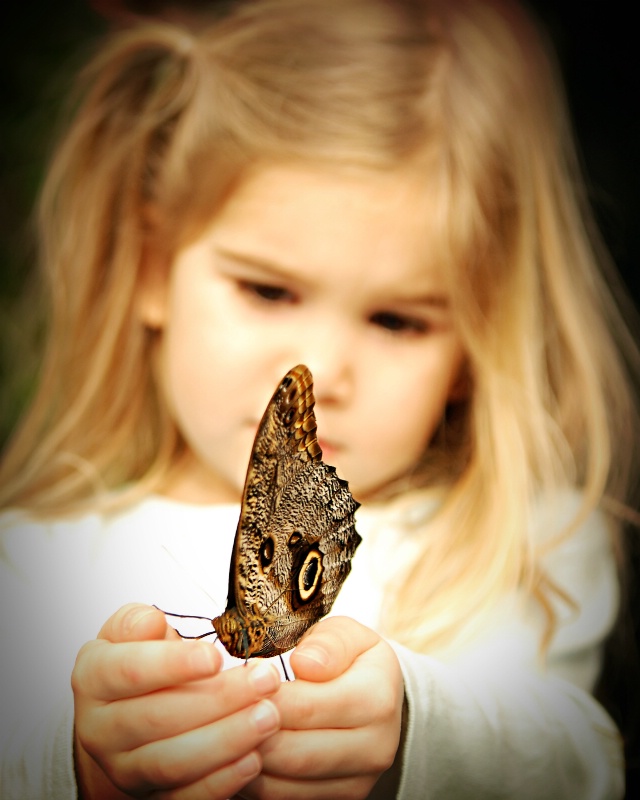 In her hands